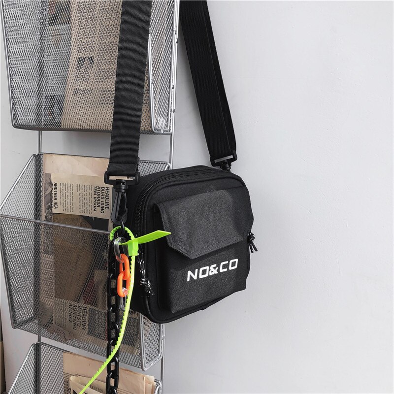 Original Brand Couple Shoulder Bag Brand Personality Messenger Bag Ins Bag Girl Bag Street Trend Single Shoulder Bag: Black