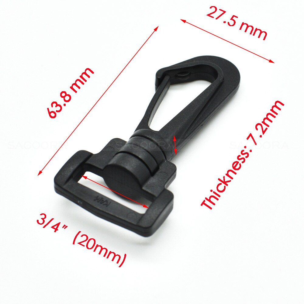 Band 1/2 "~ 2 " plastic draaibare karabijnhaken hardware zijsluiting paracord rugzakriemen tasonderdelen 6 maten