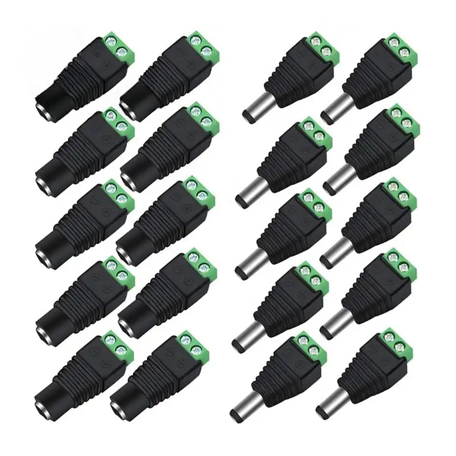 10 Pairs 12V DC Power Connector 5.5mm x 2.1mm, (10 x Male + 10 x Female) Power Jack Plug Barrel Adapter,DC Power Connector: Default Title
