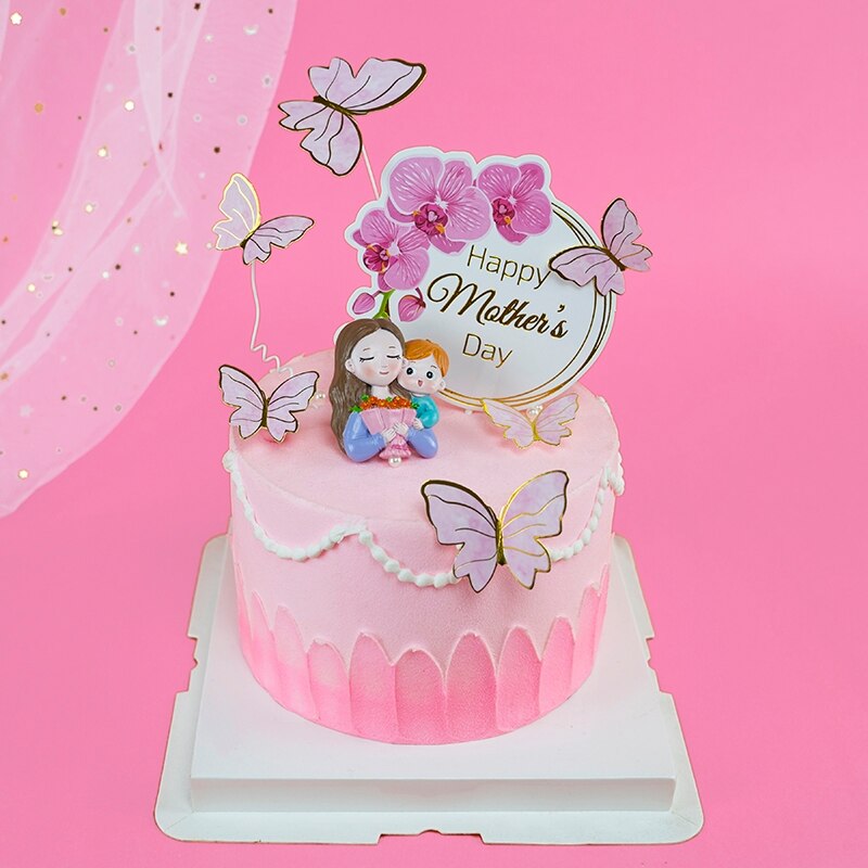 1pc wstążka bukiet kwiaty dzień matki urodziny ciasto włóż kartę narzędzie robić dekoracji ciast po pieczeniu włóż kartę prezent dla mamy kartę