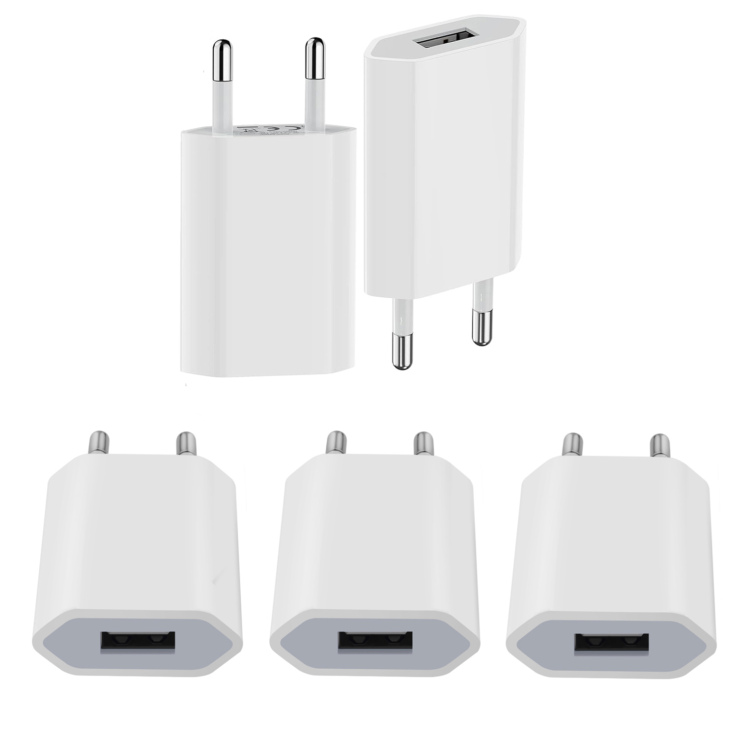 Cargador de pared USB universal 1/2/5PC 5V1A con protección contra cortocircuitos - Enchufe estándar europeo para iPhone