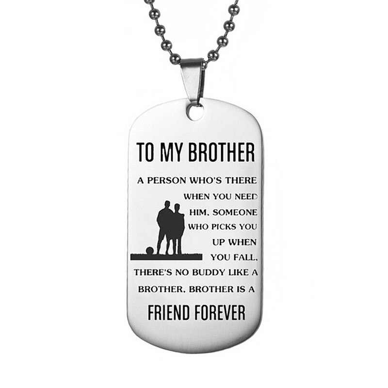 Collar de acero inoxidable para mi hermano colgante de letras de Metal de amor inspiradores
