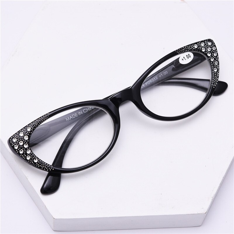 Oulylan Katze Auge Lesebrille Frauen Diamant Presbyopie Brillen Hyperopie Brille Damen Eyewears Tragbare + 2,0