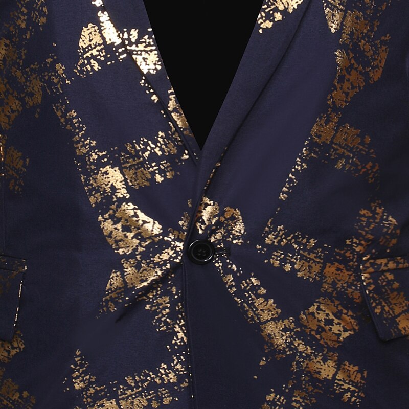 Shenrun hommes Blazers noir bleu marine or imprimé veste mariage costume casual Blazer chanteur hôte DJ scène vestes musicien Costumes