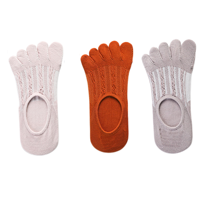 3 pares de calcetines de mujer de de algodón transpirable Invisible tobillo calcetines cortos de barco punta abierta elasticidad absorbente de sudor señoras Sox: Lavanda