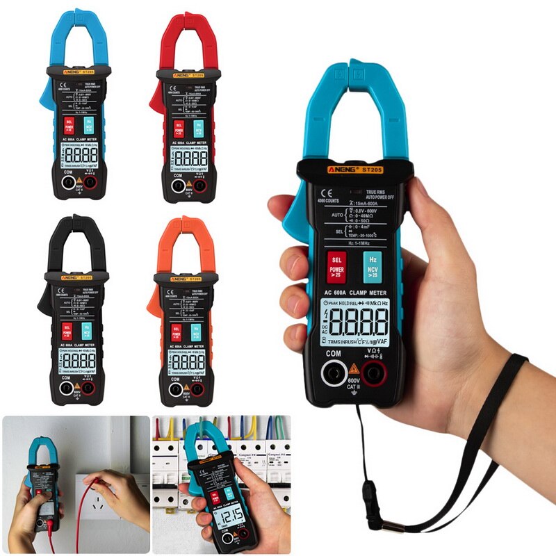 Junejour digitale stroomtang analoge multimeter stroomtang dc/ac intelligente automatische bereikmeter met temperatuurtester