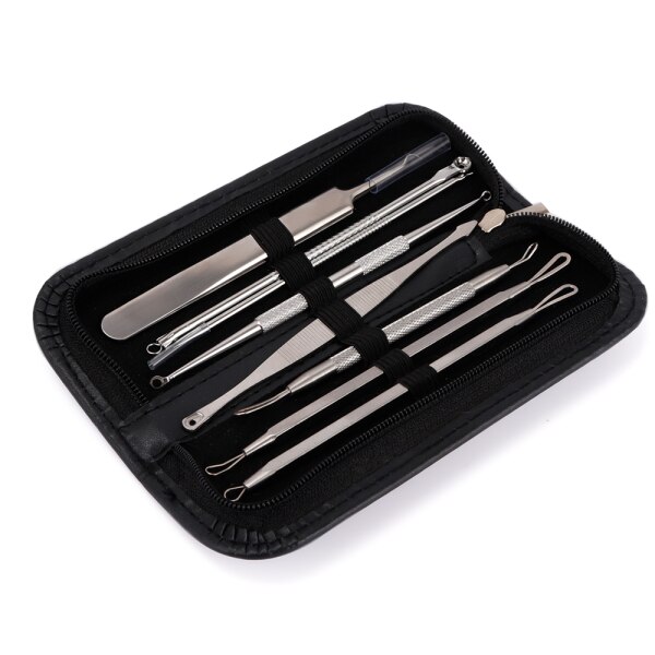 8Pcs Blackhead Remover Tool Black Spots Needles Pore Cleanser Vacum Comedone Pimple Blemish Extractor Beauty Acne Remover Tools: 8 Pcs