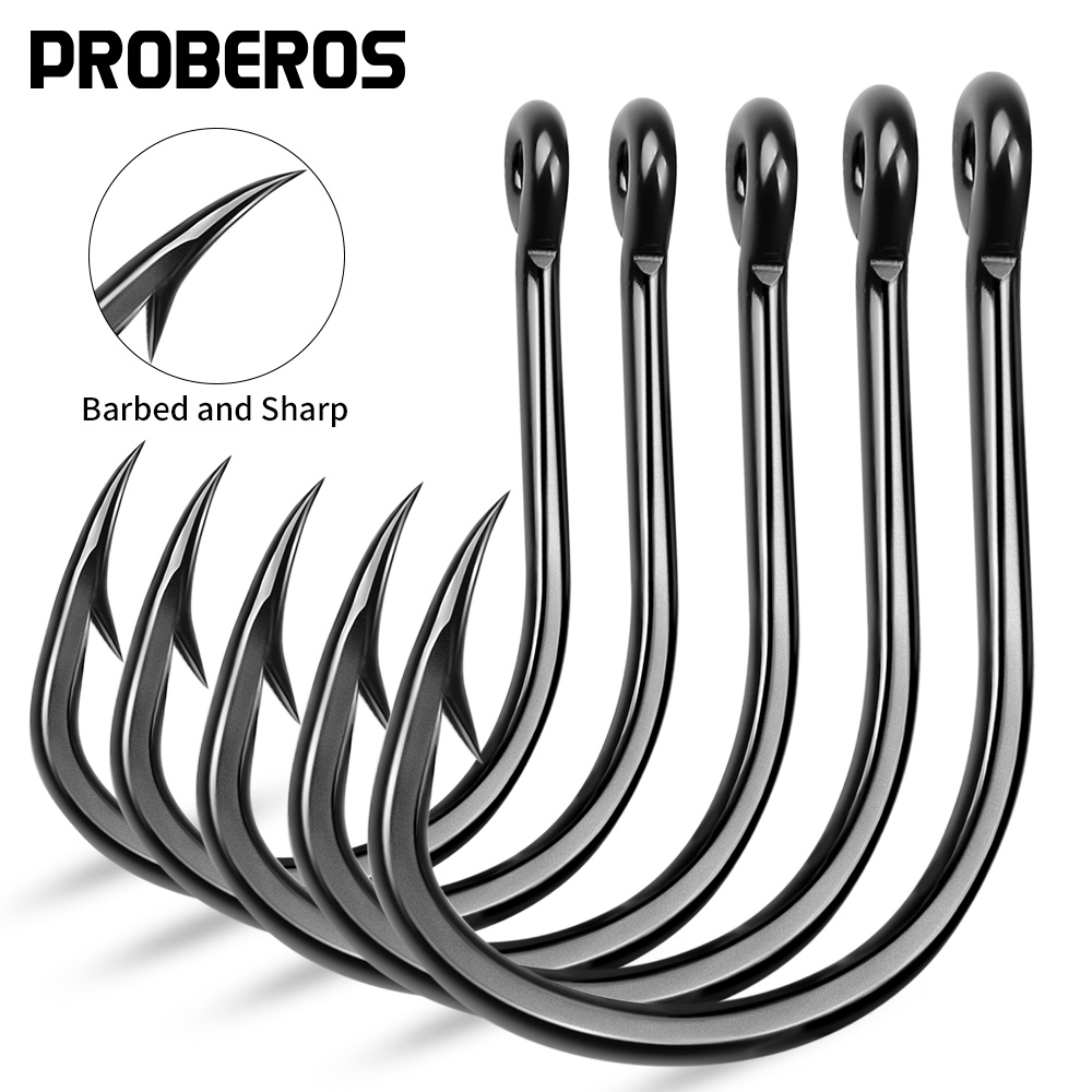 PROBEROS 10 pièces/lot hameçon en acier à haute teneur en carbone épais Lron crochet avec hameçon barbelé pour Haihu rivière accessoires de matériel de pêche