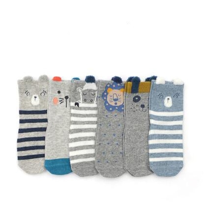 1-3 jaar Kind Sok Herfst Lente Cartoon Jongens Meisjes Kinderen Sokken Antislip 6 Pairs pak Sokken