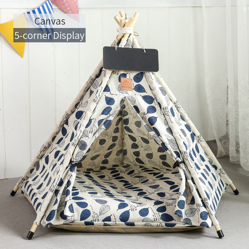 Tienda tipi para mascotas para gatos y perros, casa para perros lavable y extraíble portátil, casa para cachorros de interior con cojín y pizarra para gatos: L / Rosa