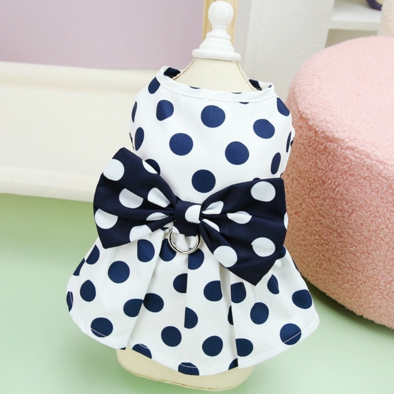 Vestidos a rayas para perros, ropa de verano para perros, falda de princesa de encaje para cachorros, bonito vestido de gato con puntos, disfraces para mascotas, ropa para Chihuahua: L / Rosa