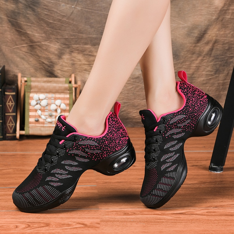 Zapatos de baile transpirables con amortiguación para mujer, zapatillas deportivas ligeras para baile moderno, zapatillas de entrenamiento para chica