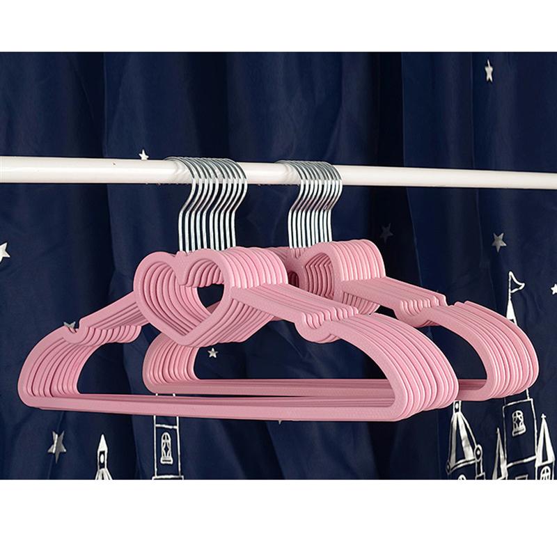 Clothes Hanger Durable ABS Heart Pattern Coat Hanger for Adult Children Clothing Hanging Supplies (Pink)