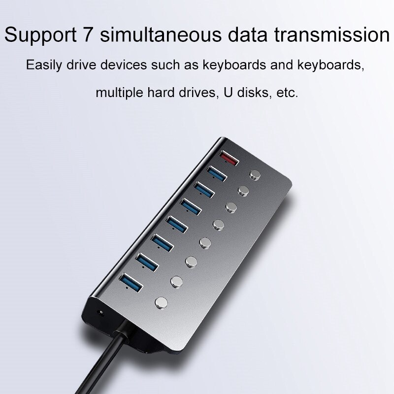 Usb 3.0 hubb med oberoende switch strömförsörjning port dator multi-interface one-drag sju expander