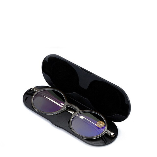 Lichte Leesbril Ultradunne Portable Ver Zicht Brillen Anti-Blue Ray Bril Brillen Met Case Ronde Frame Bril: Dark Brown / +100