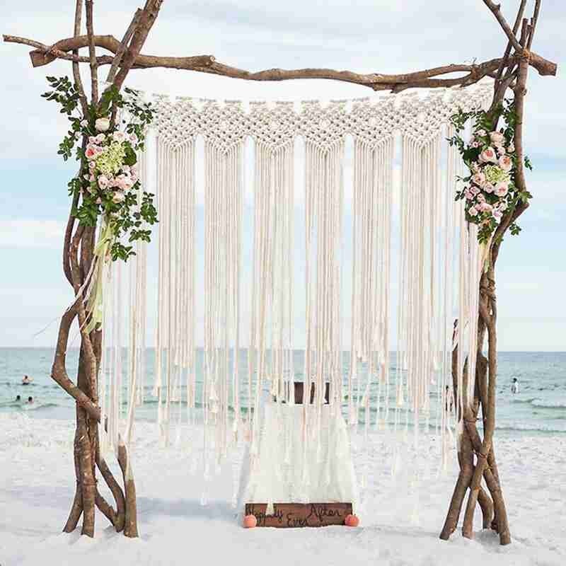 Hand-woven Tapestry Boho Wedding Decoration Backdrop Wall Backdrop Photo Cotton Hanging 100*115cm Rope Booth H4W6