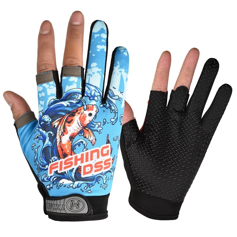 Guantes de pesca en hielo para hombre y mujer, guante sin dedos para pescar en hielo, con señuelo, aparejos de carpa, accesorios de ropa, guante deportivo cálido para exteriores, invierno,: Negro