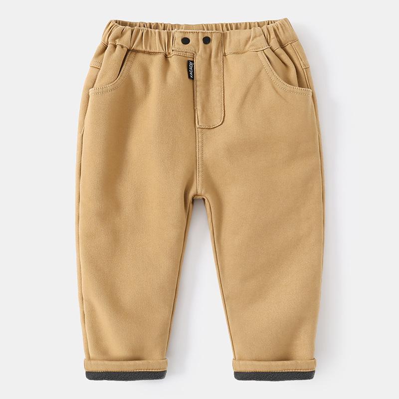 Chłopięce pluszowe spodnie zimowe dziecięce spodnie bawełniane zimowe koreańskie dziecięce ciepłe pluszowe spodnie dziecięce spodnie na co dzień pogrubione: khaki / 3T