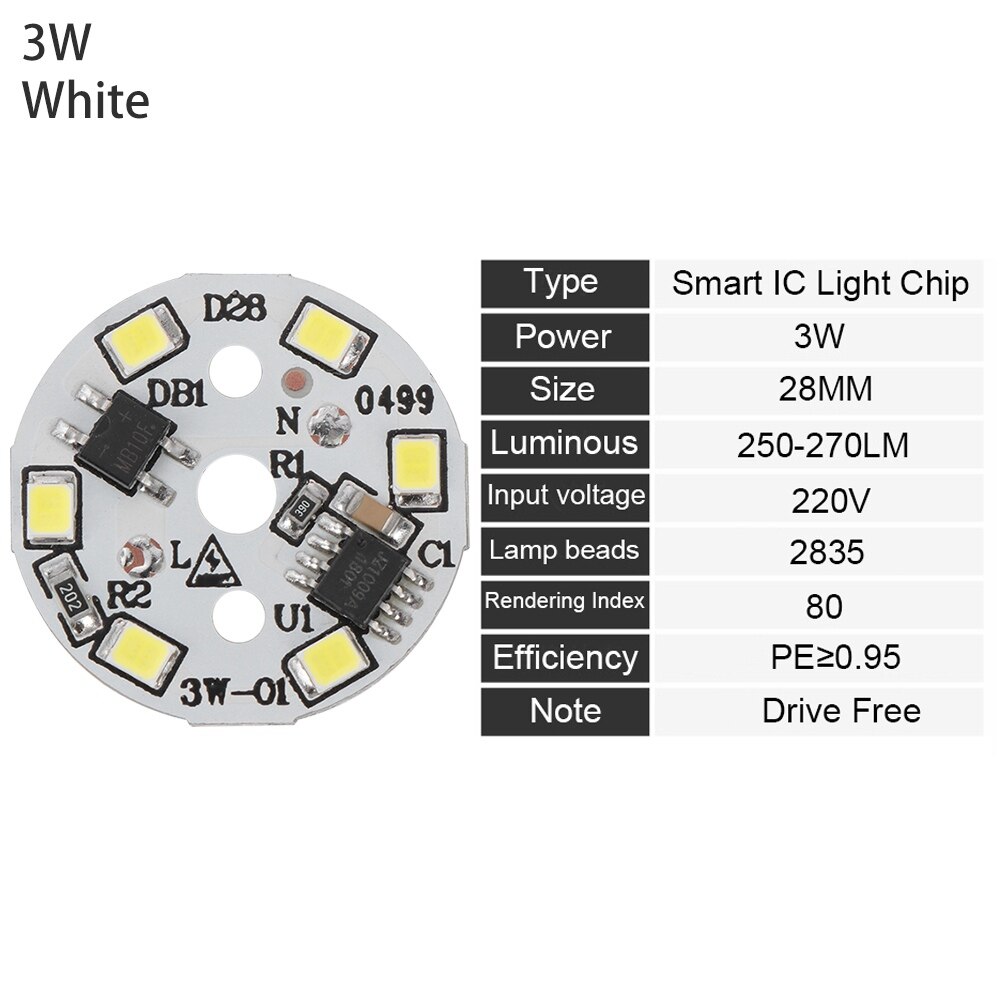 Home DIY LED Bulb Lamp AC220V Input Smart IC LED Bean LED Chip For Bulb Light SMD Light Chip Warm White 15W 12W 9W 7W 5W 3W: 3W white