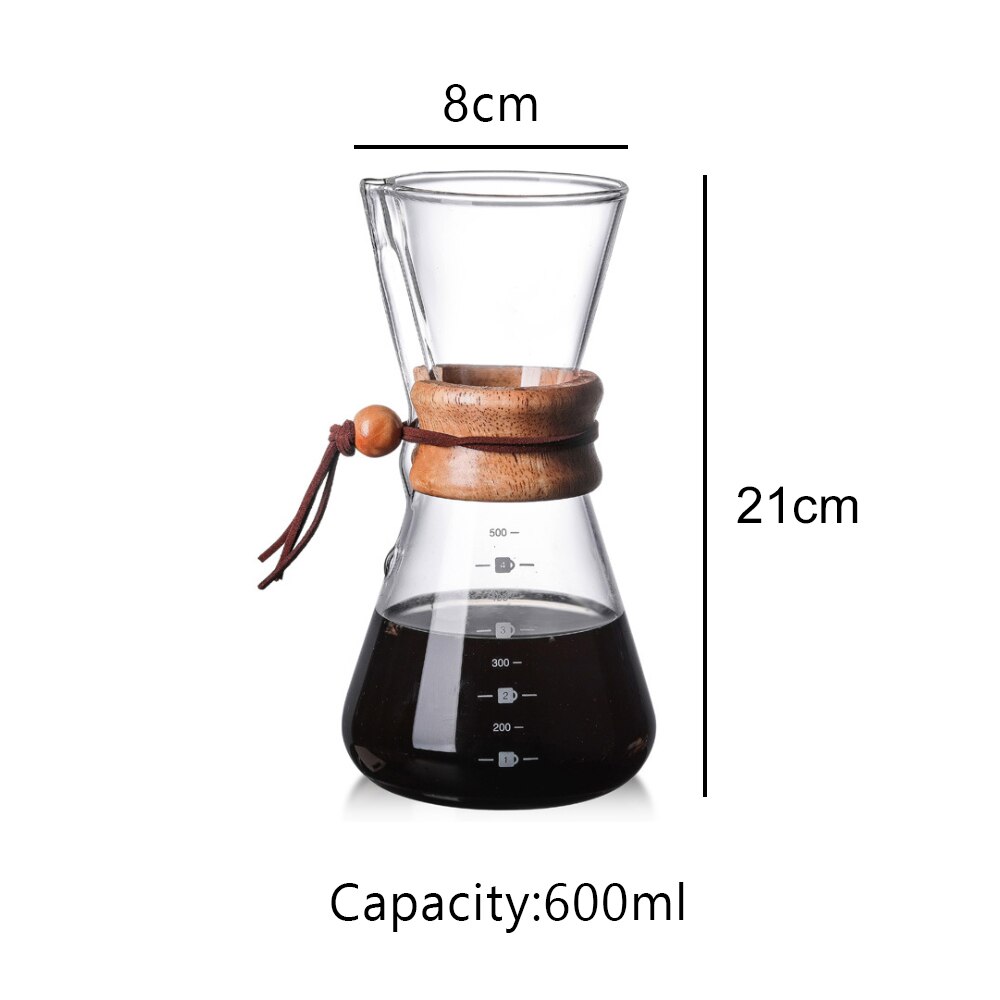 600ml Resistant Glass Coffee Maker Pour-over Coffee Pot Espresso Italian Coffe Machine Moka Pot Used With Stainless Steel Filter: TYPE A