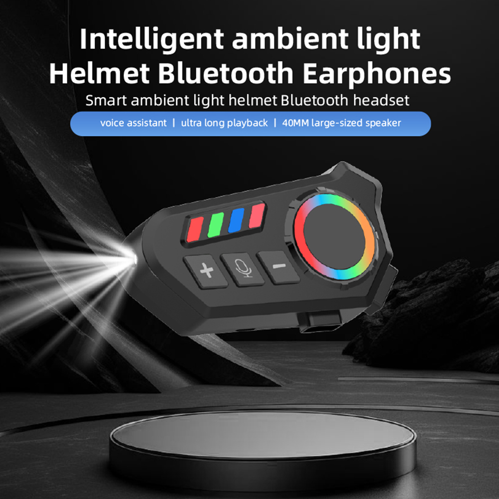 K06 Motorhelm Headset Bluetooth 5.4 Koptelefoon Draadloze Motor Koptelefoon Handsfree Stereo Muziekspeler met omgevingslicht