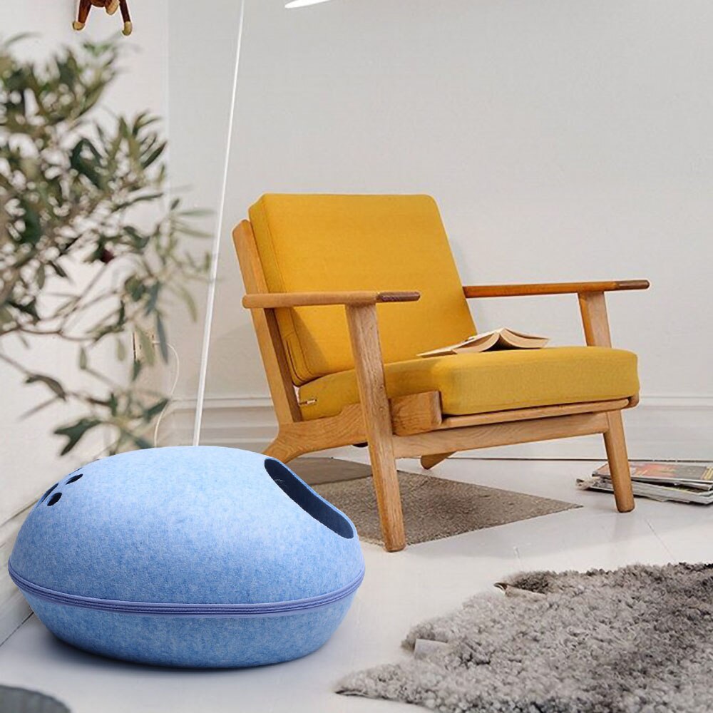 Rits kattenbed voor katten grotbed van natuurlijk vilt comfortabel kattenhuis met kussen