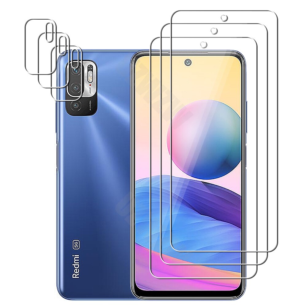 For Xiaomi Redmi Note 10 (5g) Camera Lens Film and Phone Protective Tempered Glass Screen Protector: 3 glass 3 lens