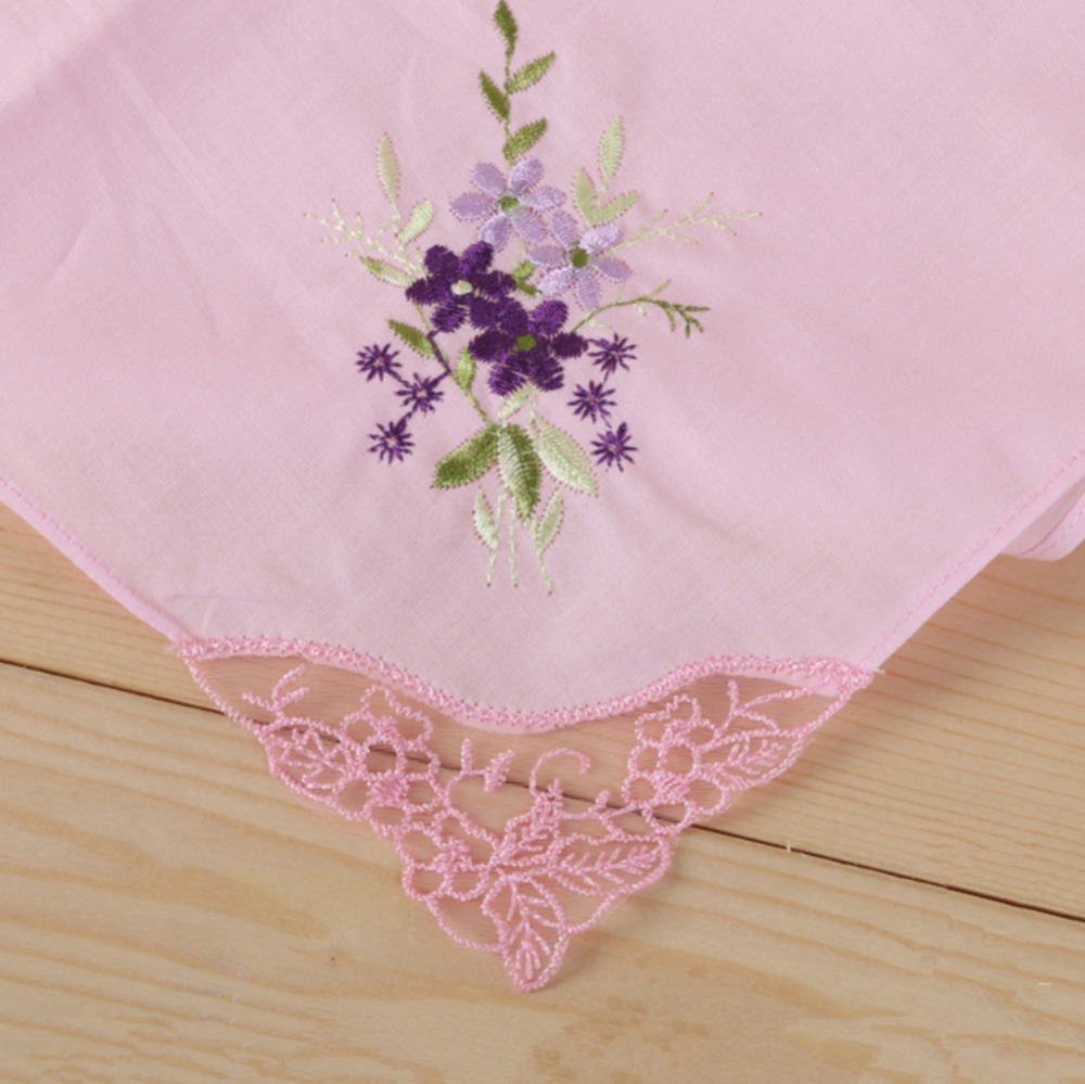 2Pcs/lot SHSEJA Women embroidered handkerchief 100% cotton embroidery handkerchief lace embroidery handkerchief towel