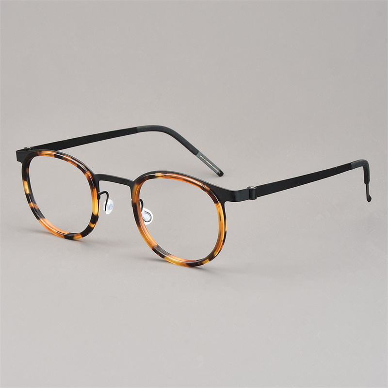 Danemark lunettes ultralégères cadre hommes femmes rétro rond sans vis lunettes titane acétate Oculos classique 9704: green