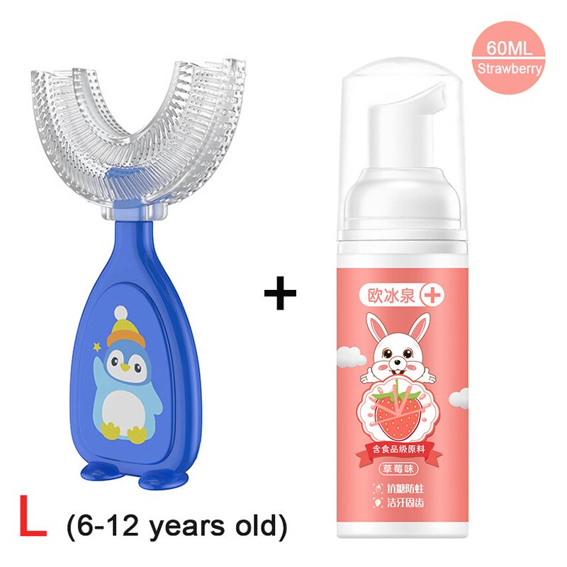 SMGSLIB Children's Toothpaste Toothbrush Set Children Can Swallow Mousse Foam Toothpaste Household Daily Necessities bpa free: Set 2 L