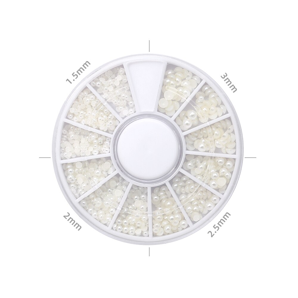 HNUIX-Cuentas 3d de diamantes de imitación para decoración de uñas, adornos para manicura de salón de belleza, color blanco, mezcla de tamaños