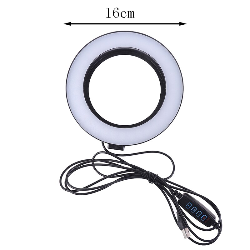 Fotografie LED Selfie Ring Licht 16CM Dimmbare Kamera Telefon Ring Lampe 6 zoll Mit Tisch Stative Für machen-hoch Video Live-Studio: Weiß