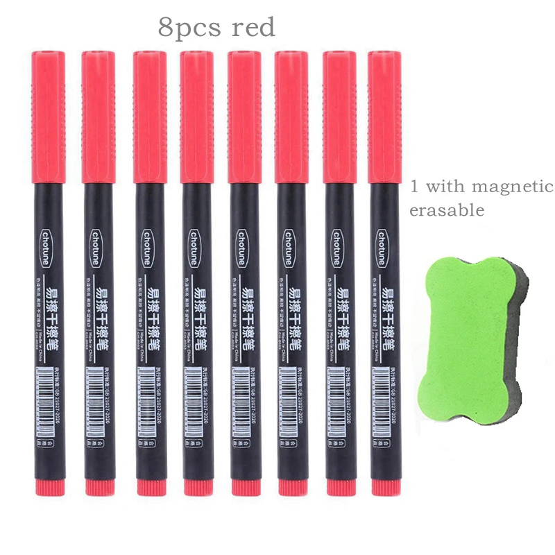 4/8 Stuks Uitwisbare Whiteboard Pen 0.5 Mm Fijne Punt Zwart/Blauw/Rood Schoolbord Marker School kantoor Kunst Schrijven Briefpapier Leraar: Donkergrijs