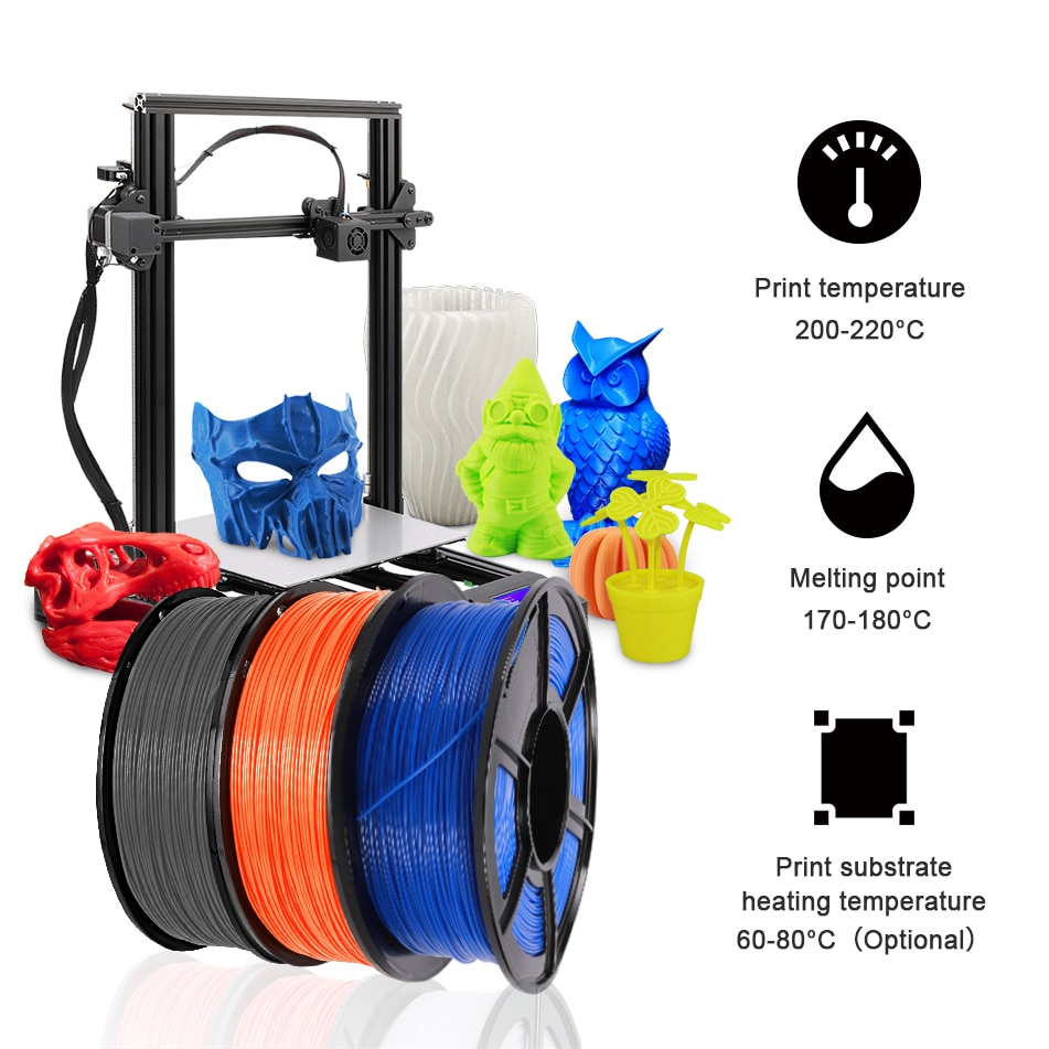 Filament PETG pour imprimante 3D, 1.75mm, 1KG/2lbs, avec bobine translucide, en plastique, sans bulles de Sublimation