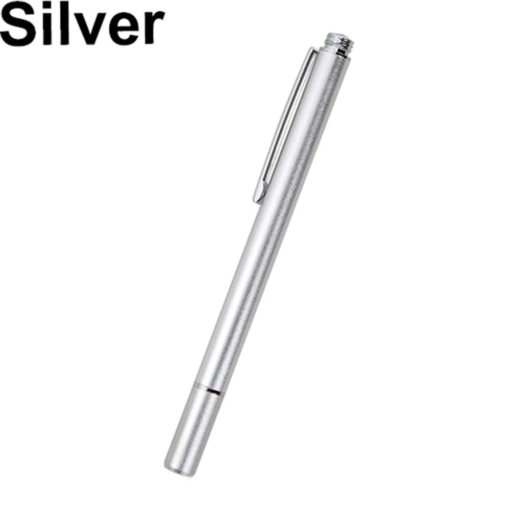 Pointe Fine pointe mince ronde stylet capacitif pour iPhone iPad Mini 2 3 4 Air 2 stylo tactile crayon de capacité intelligente: Argent