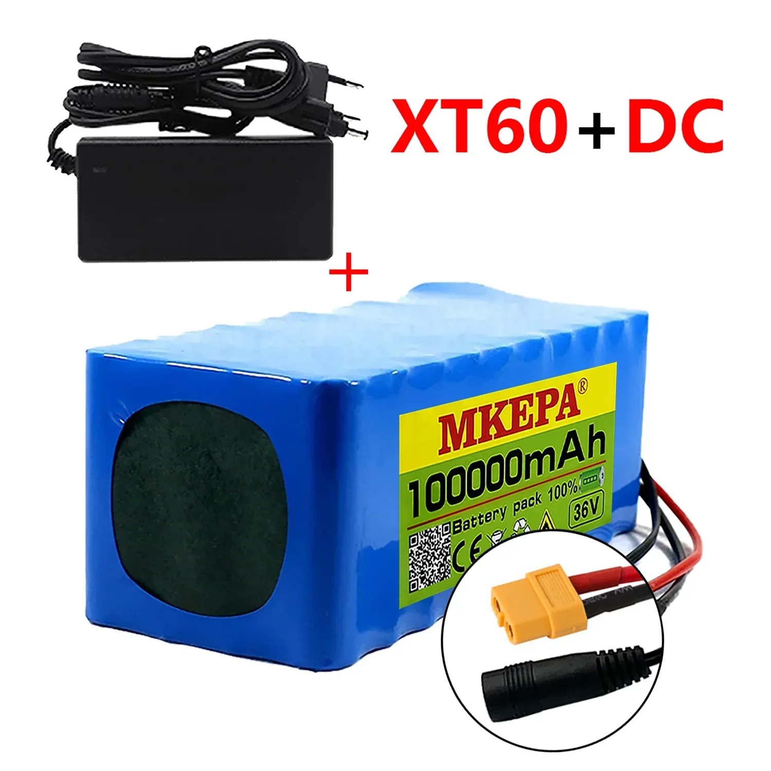 10 s4p 36V 100000mAh Scooter elettrico batteria al litio 18650 batteria 36V 100Ah Scooter elettrico batteria Scooter elettrico 36v: Blu
