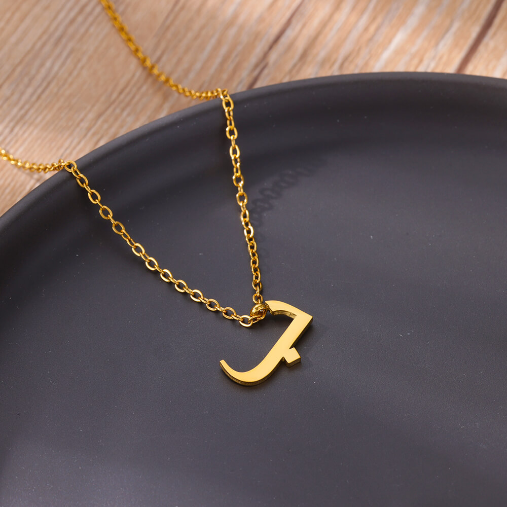 Collar del alfabeto árabe para mujer, gargantilla Simple de acero inoxidable con letras y nombre, amuleto de la suerte, joyería musulmana para mujer