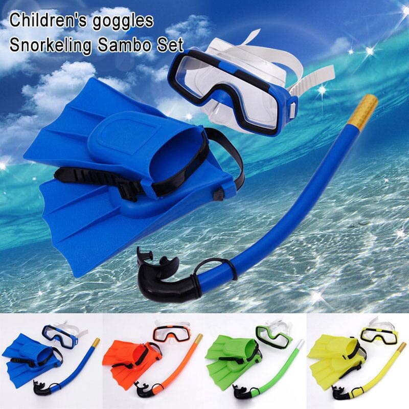 Kids Diving Mask Set - Anti-Fog Goggles & Snorkel Fins - Children Swimming Gear