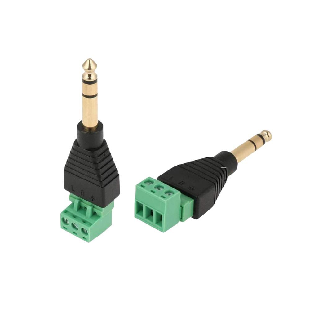 1x 6.35mm 1/4" Stereo TRS Male Plug To AV Screw Video Balun Terminal Adapter Gold Plated Connector