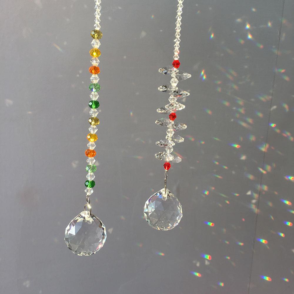 2PK 30mm/ Sets Hanging Crystal Suncatchers for Window Rainbow Maker sun catcher ,Garden Christmas Tree Decorations
