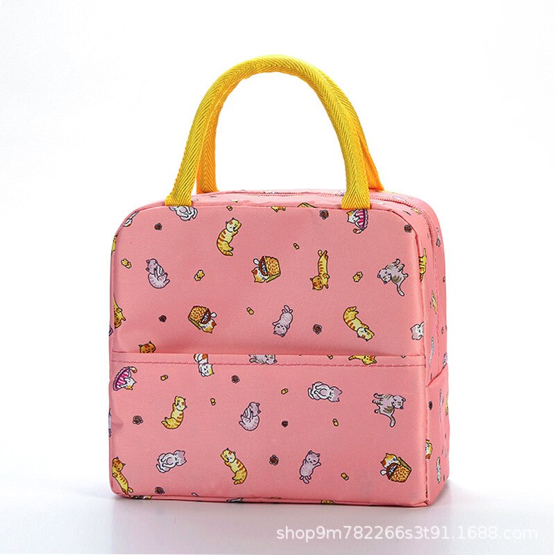 Japanness Aluminium Folie Verdickt und Einfache Hand Durchführung Mittagessen Tasche Oxford Tuch Große Kapazität Mittagessen Tasche Thermische Isolierung: God of Wealth Cat