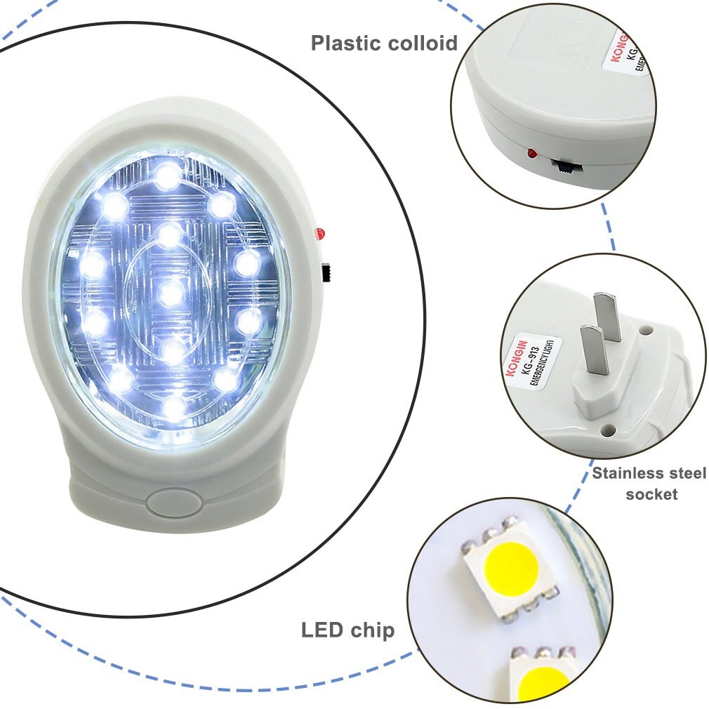 2W 13 LED Rechargeable Home Emergency Light Automatic Power Failure Outage Lamp Bulb Night Light 110-240V US Plug