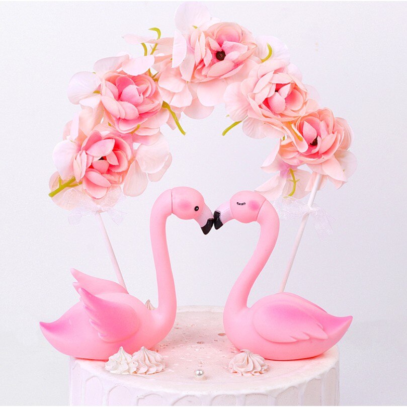 Roze Flamingo Cake Topper Zwaan Taart Insert Diy Bruiloft Verjaardag Valentijnsdag Decoratie