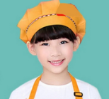 Kid Chef Hat Children's Baking Hat Cute Girls Boys Food Service Kitchen Work Caps Solid Pleated Top Painting Hats: Orange