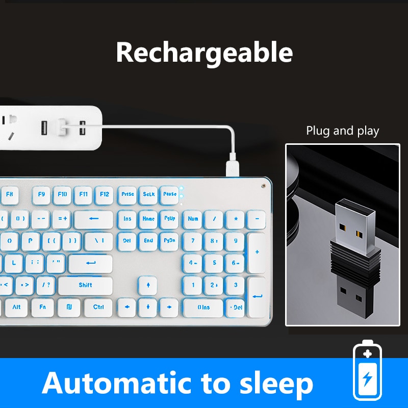 2.4g claviers de jeu sans fil, souris, imitation clavier mécanique, souris de jeu pour ordinateur lenovo, macbook, clavier rétroéclairé