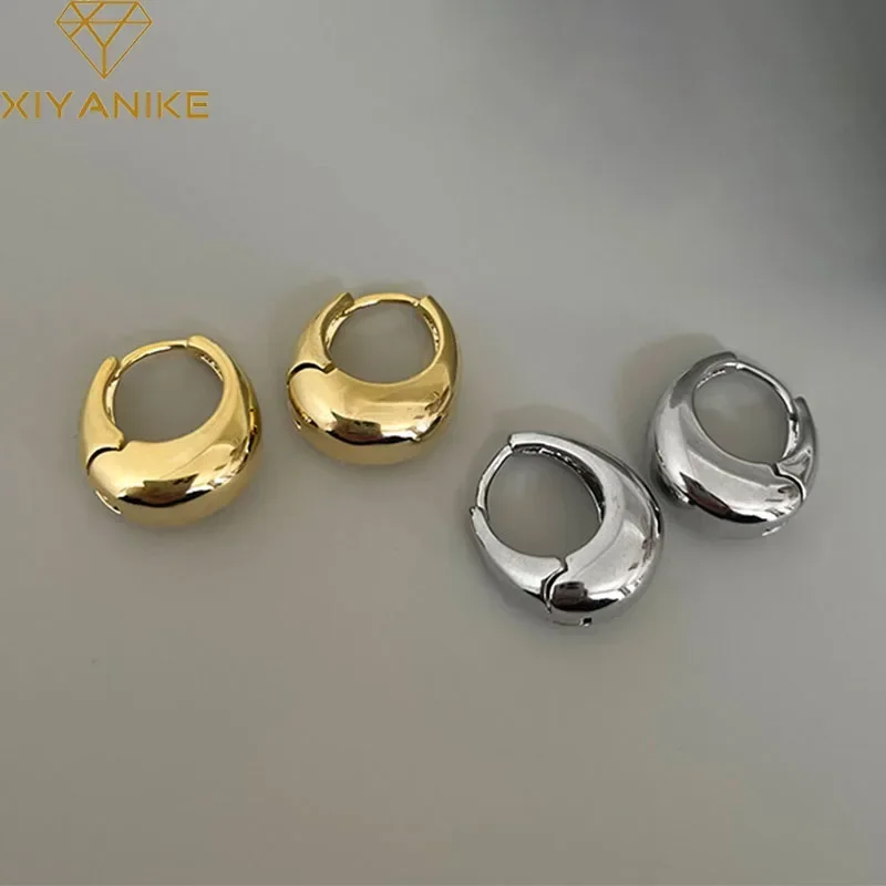 Pendientes de aro gruesos de Metal liso de acero inoxidable para mujeres y niñas, aros redondos a la , pendientes llamativos, joyería Punk