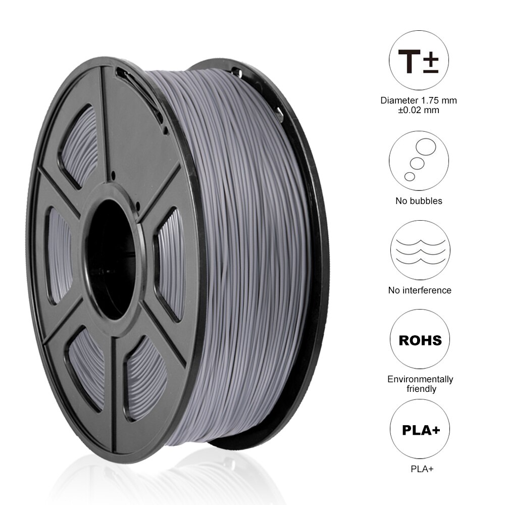 PLA Plus 3D Printer Filament 1kg 1.75mm Good Toughness PLA+/PLA Accuracy Dimension +/-0.02 Grey Color FDM 3D Printing Material