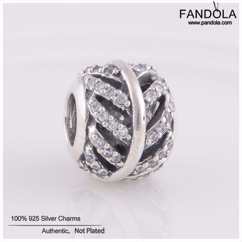 CKK 100% 925 Sterling Silver Clear CZ Pave Feather Beads Charm for Jewelry Making Fit Original Brand Bracelet Argent