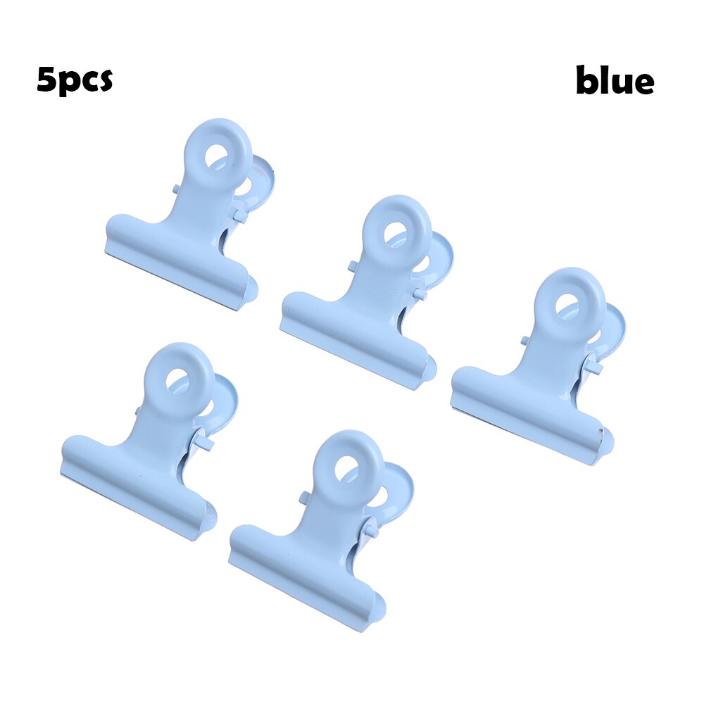 6/5Pcs Stainless Steel Binder Clip Metal Bag Clips Letter Paper Photo File Clamps Calendar Food Sealing Tools Kitchen Supplies: blue