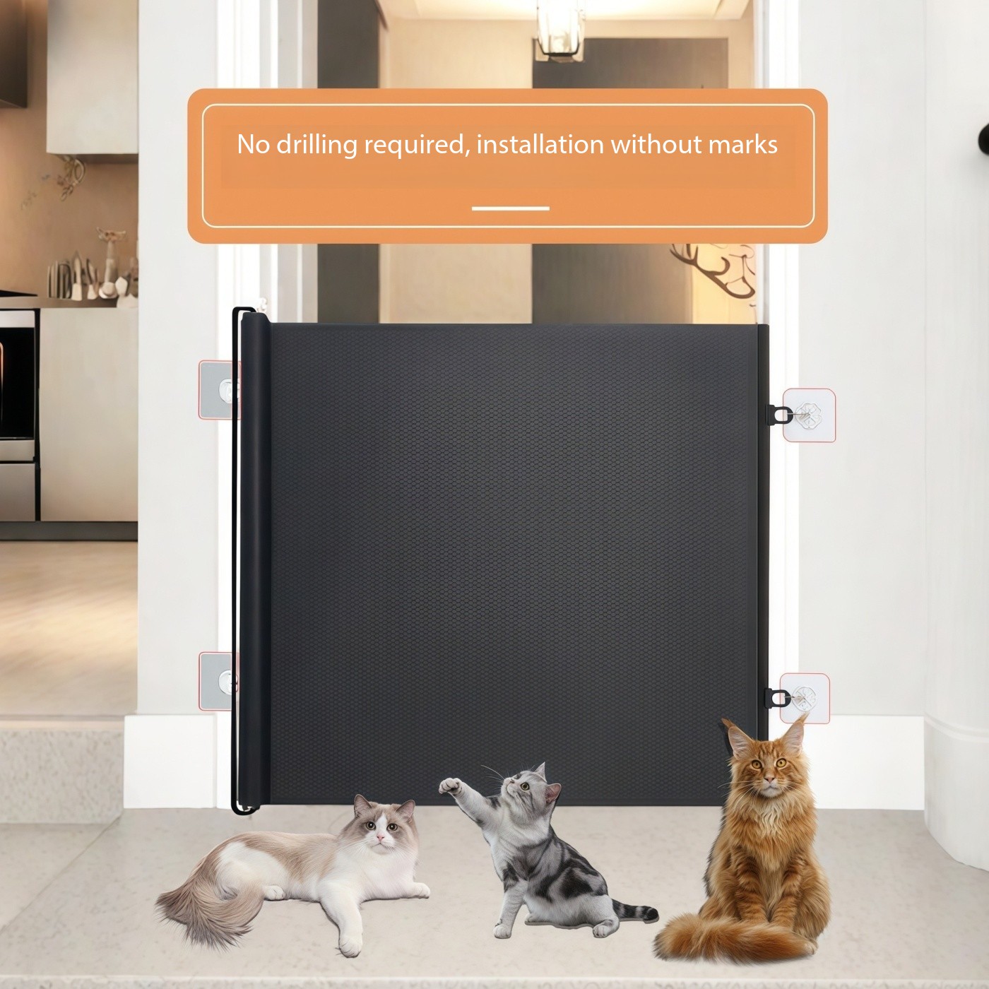 Recinzione retrattile automatica per animali domestici anti-fuga per gatti, cancello barriera anti-salto, ingresso/uscita porta per gatti, pannello di blocco gatti